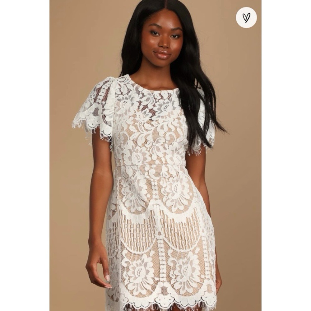 Lulus Pearson White Lace Short Sleeve Dress